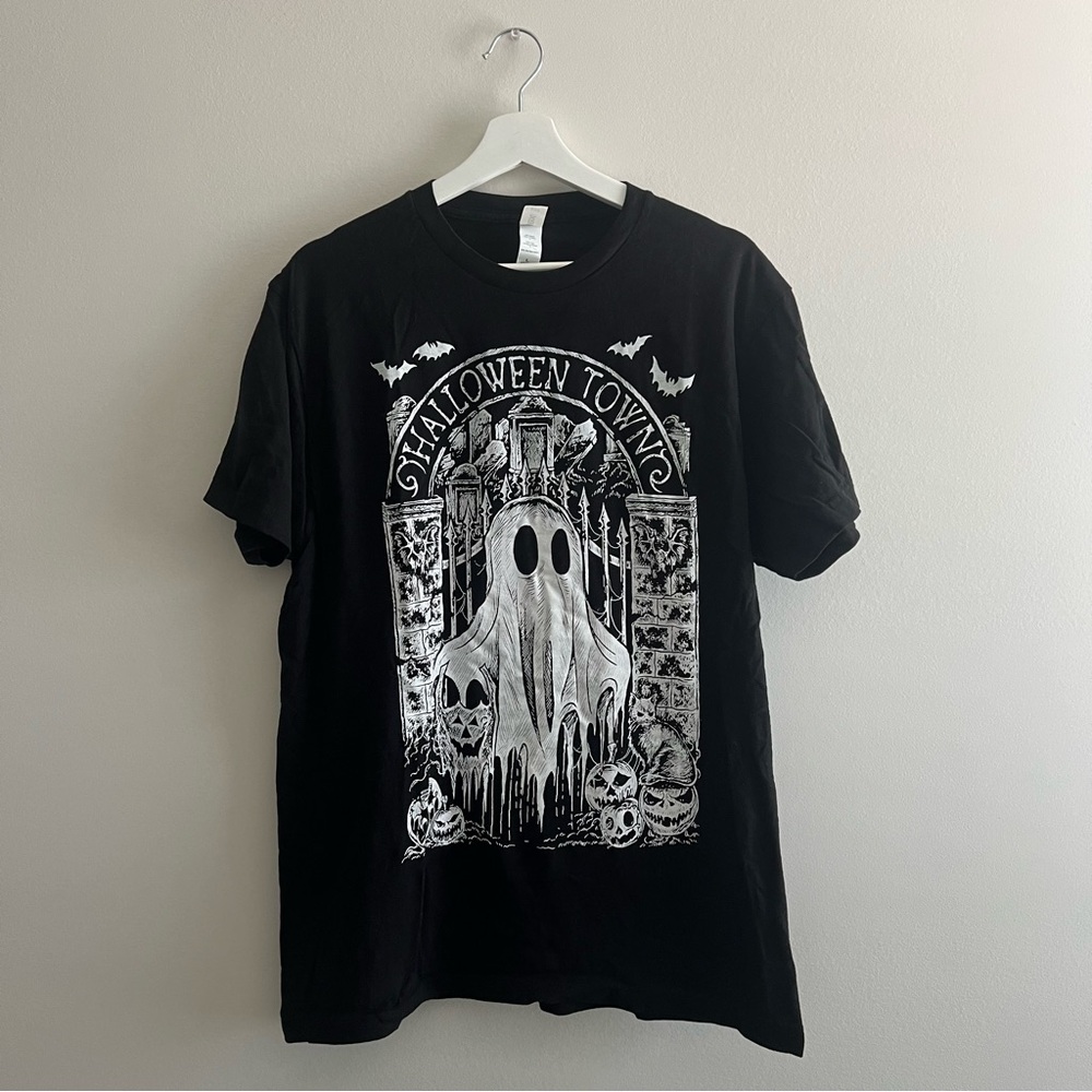 Tultex Black Halloween Ghost Tee